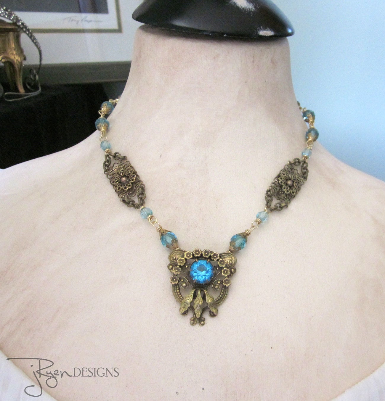 Repurposed Jewelry Repurposed Rhinestone Necklace by jryendesigns