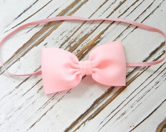 Pink Bow Headband - Newborn Bow Headband - Baby Pink Bow Headband