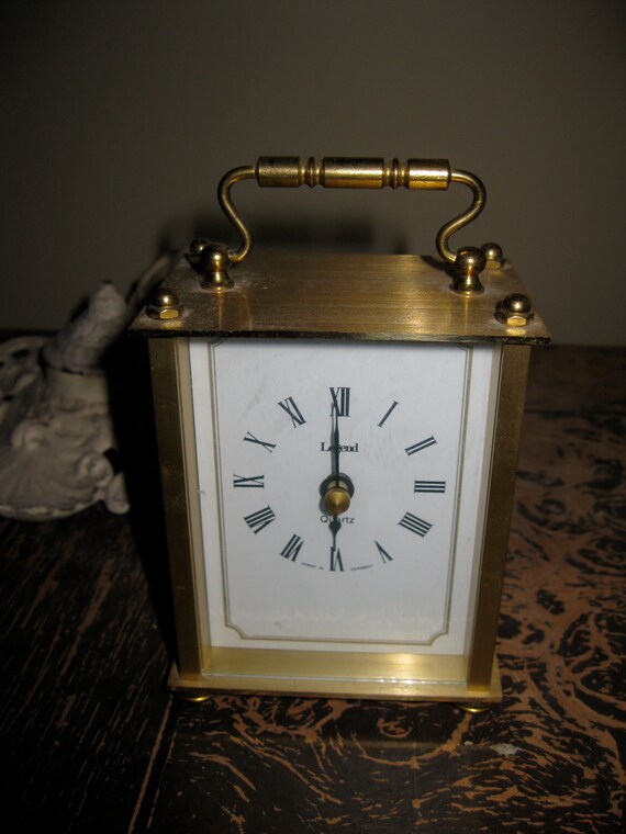 Gold Metal Carriage Clock Quartz German by chichat on Etsy