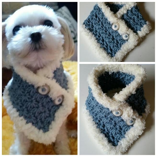 Crocheted Small Dog Scarf Puppy scarf fits most S or M dogs