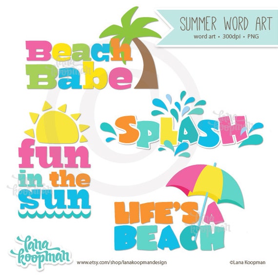Items similar to Summer Clip Art, Summer Word Art, Beach Word Art
