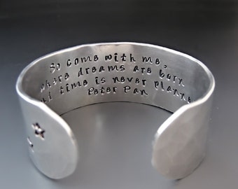 Silver Peter Pan Bracelet - Second Star to the Right - So Come With Me Where Dreams are Born