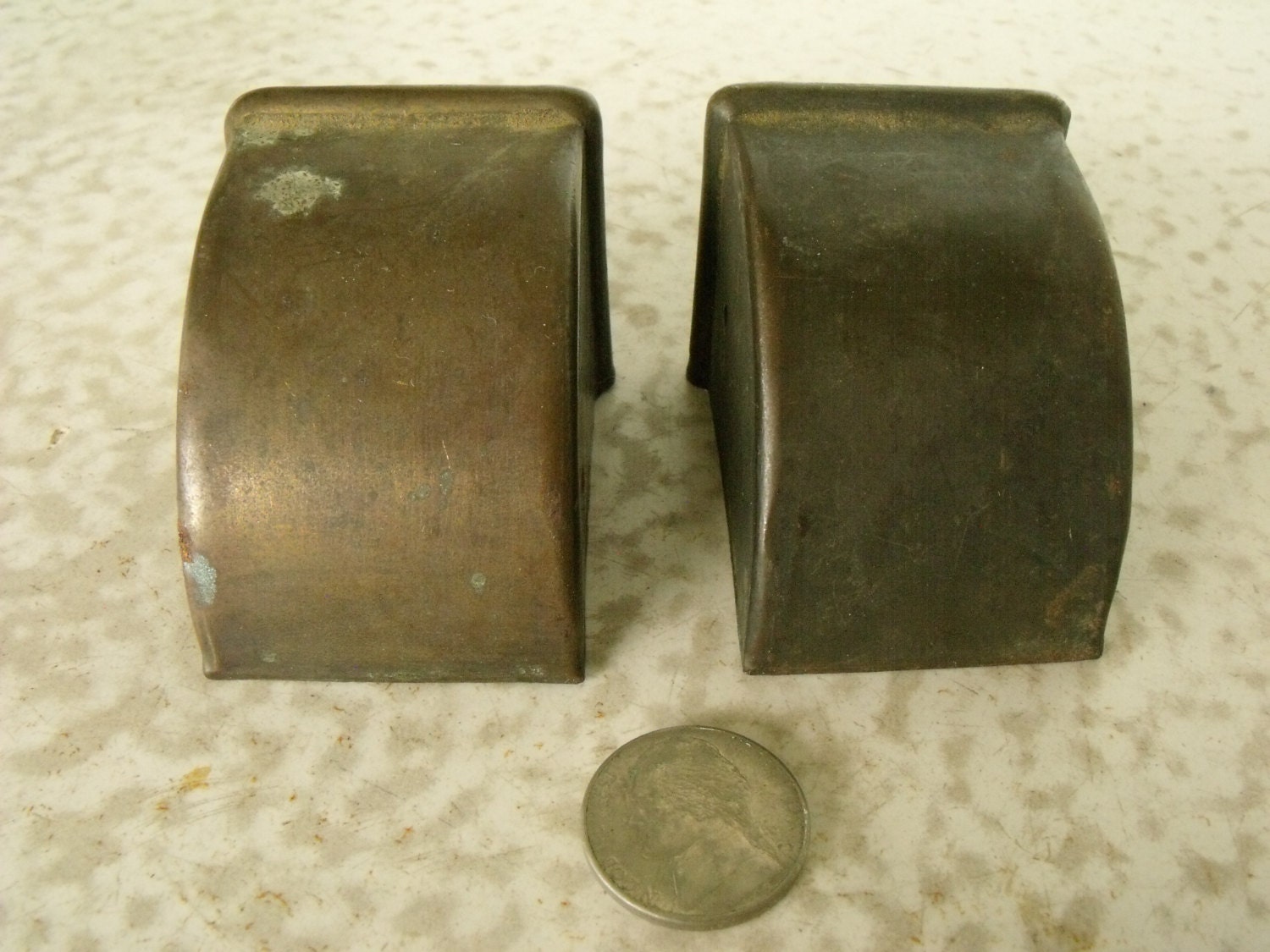Antique Brass Furniture Feet Set of 2 Foot End Caps Hardware