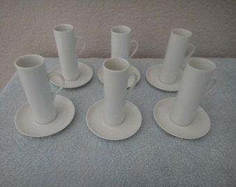 LaGardo Tackett vintage 2 oz. espresso cups and saucers by Schmid lot of 6 Japan 1960s