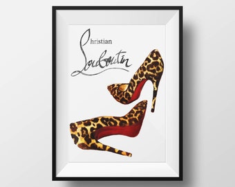 Christian Louboutin Leopard Print Watercolour Illustration Giclée Print