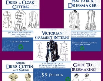 New Collection of 5 x RARE Victorian GARMENT PATTERN Books ~ Lessons Patterns and Designs to print out and use Instant Download