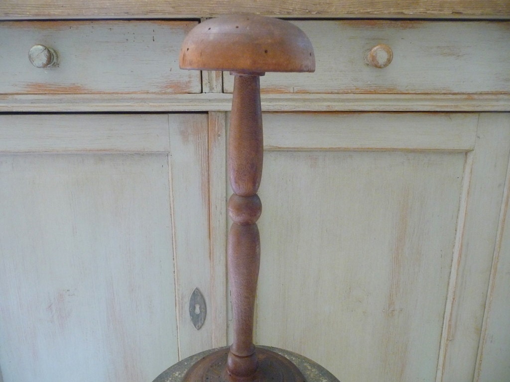 Vintage French Wood Hat Stand Hat Holder Millinery Shop Prop Antique