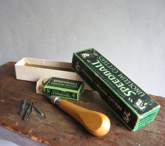 Vintage Speedball Linoleum Cutters EZ by DairyFarmAntiques