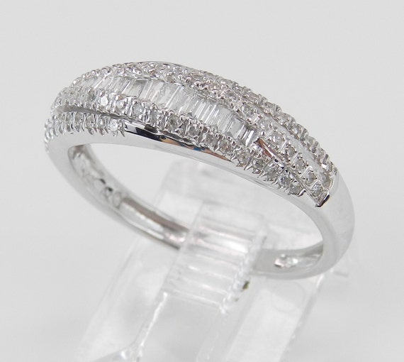 14K White Gold .50 ct Diamond Wedding Ring Anniversary Band Size 7 ...