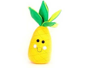 Pineapple plush play food, Cute Kawaii Pineapple Plushie, Adorable Fruit Soft Toy, Pineapple squishy toy, Handmade Kids room Decor Gift,