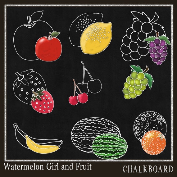 Chalkboard clipart Fruit chalk Art Chalkboard by DigitalPaperCraft