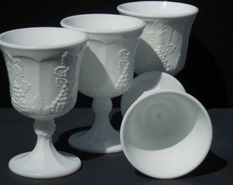 Vintage Milk Glass Colony Harvest Goblets