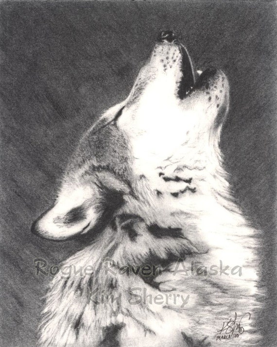 Serenade Howling Wolf print by Alaska Artist Kim Sherry