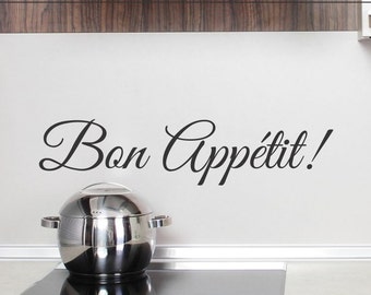 Bon Appetit Wall Decal Kitchen Wall Sticker Dining Room Wall Decor Removable Vinyl Lettering Backsplash Decoration Back Splash