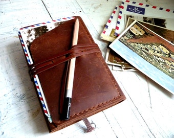 Travel journal cover. Pocket moleskine cover. Small moleskine leather case. Travel accessories. Notebook cover. Moleskine organizer
