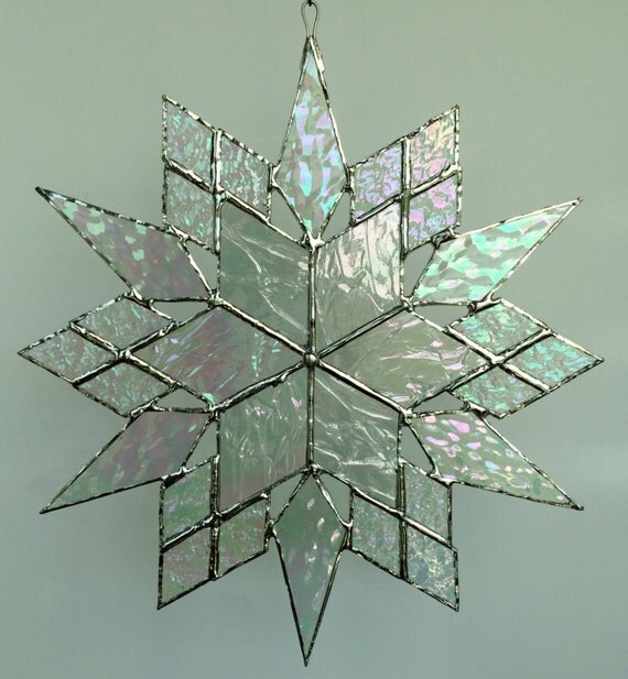 stained glass snowflake suncatcher design 19B