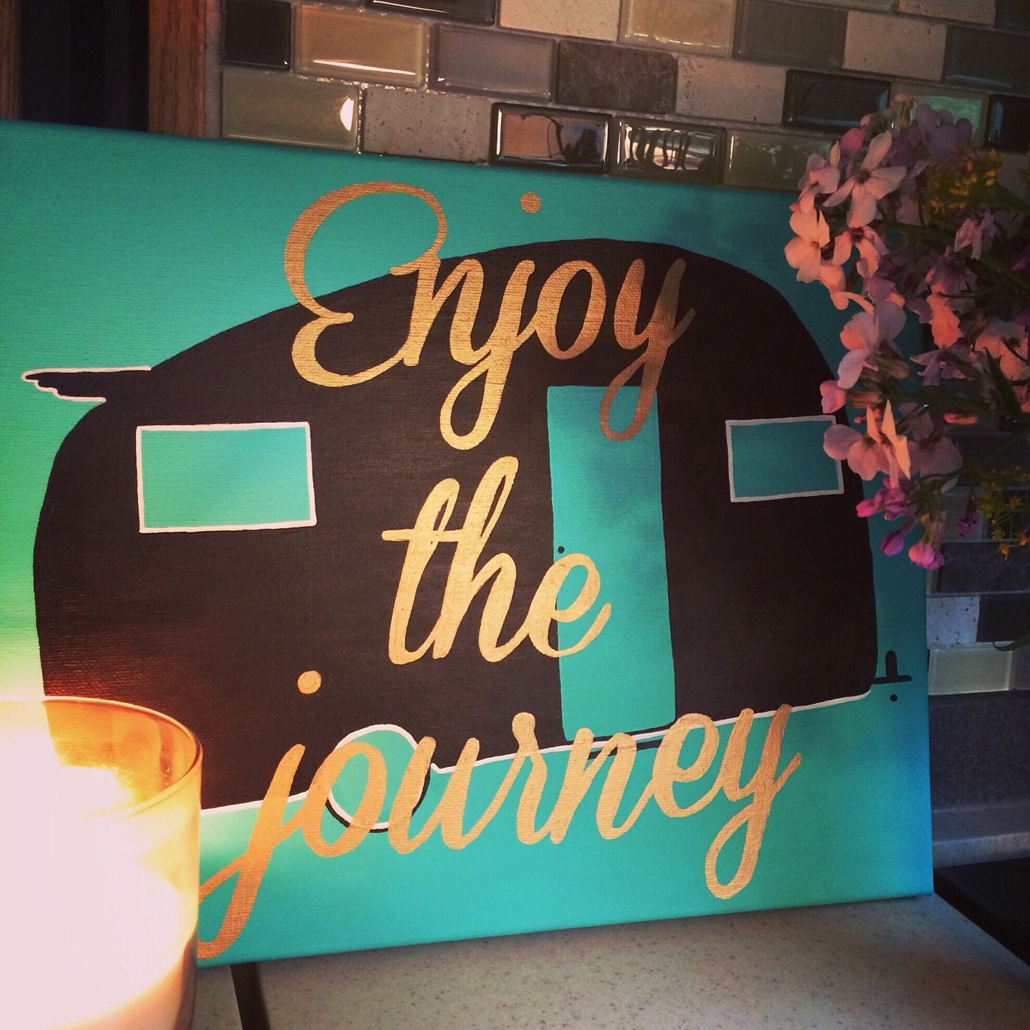 Vintage Camper Canvas Painting by ThePipelinersWife on Etsy