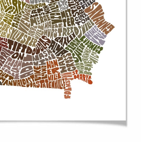 Georgia Typography Map Art Print formed from its by joebstudio