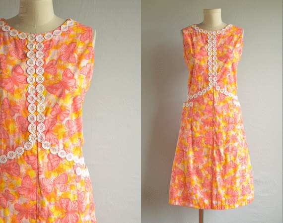 Vintage 60s Lilly Pulitzer Dress / 1960s Pink Orange Yellow