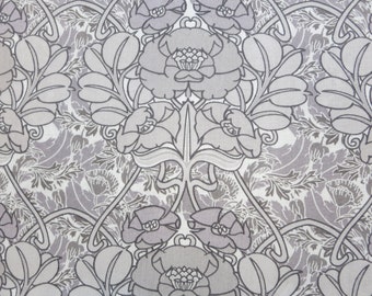 LIBERTY Of LONDON Tana Lawn Cotton Fabric 'Jugendstil' Mauve/Gray Art Deco Lg Fat Quarter 18X26 in
