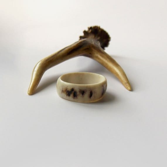 Unisex antler jewelry Deer Antler Ring Rustic Wedding Band
