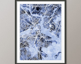 Boston Map, Boston Massachusetts City Street Map, Art Print (1931)