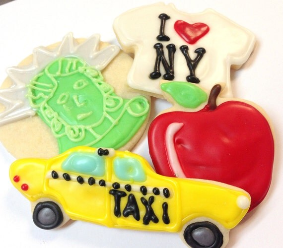 New York Theme Sugar Cookies NYC Iced by SugarMeDesserterie