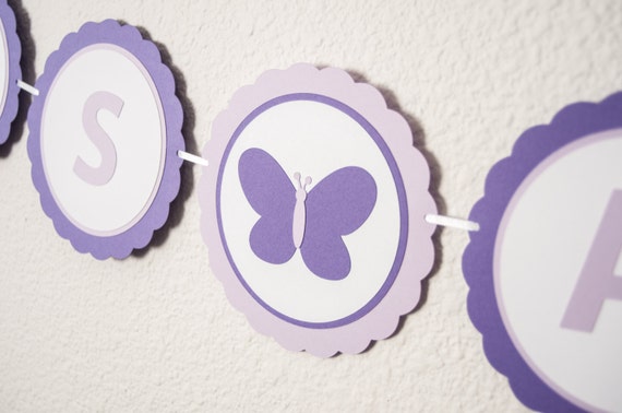 IT'S A GIRL Banner, Butterfly Baby Shower, Purple Baby Shower Decoration, Purple Shower Banner, Purple Butterfly Banner Il_570xn