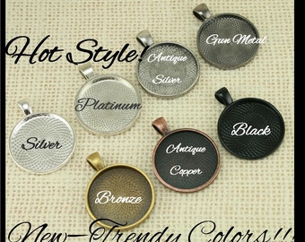 10 Kits-25mm GLASS (10), PENDANTS (10), 1 inch SEALS (10 or 20) - Photo Glass Jewelry, Pick your supplies. 8 Neutral Colors