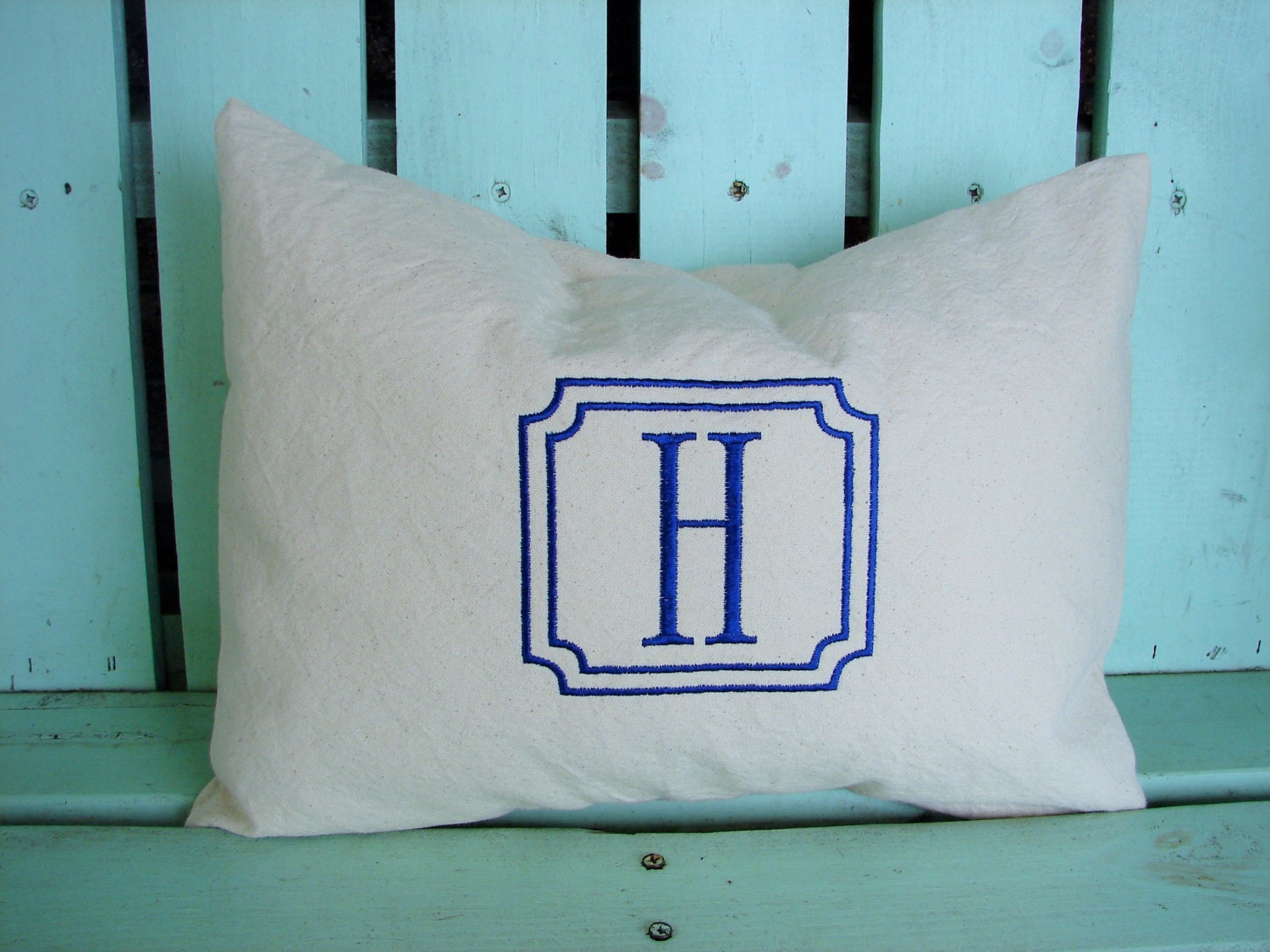 Monogram pillow cover cotton twillinitial housewarming