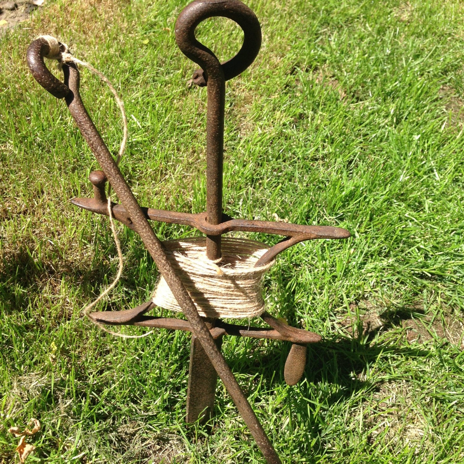 Antique garden line and pin garden row marker forged iron