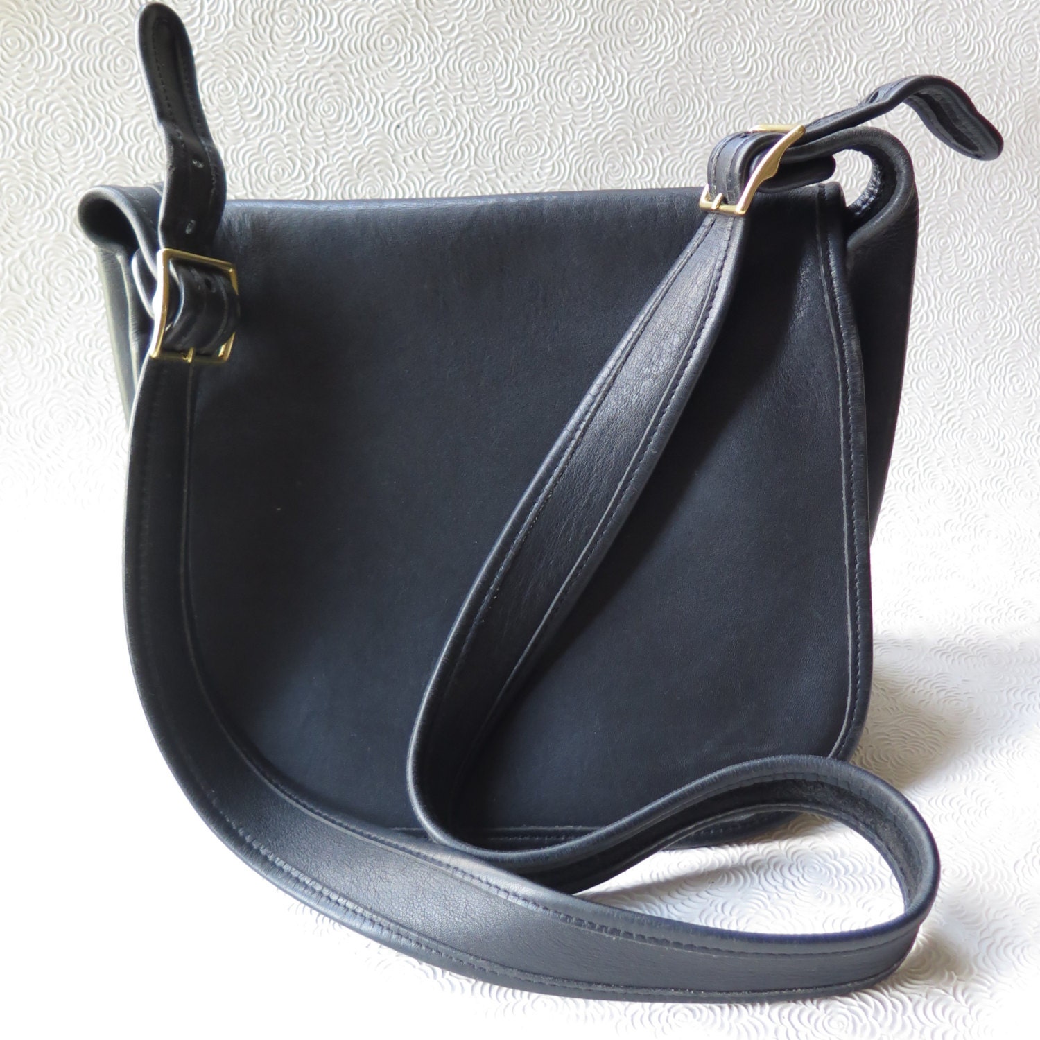 Coach Bag Purse Black Leather Saddle Messenger