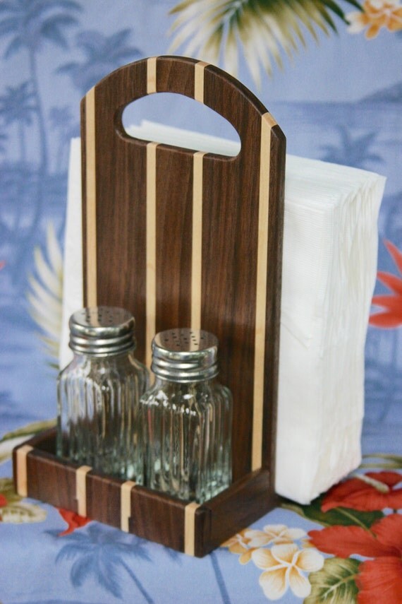 Napkin Holder and Salt and Pepper Caddy made out of Walnut and