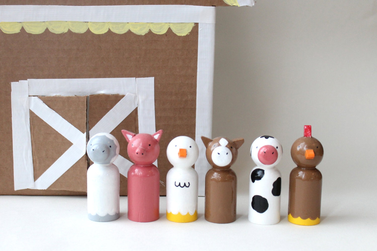 wooden peg doll animals