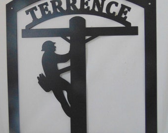 Lineman Metal Sign, Customize with Name and Paint Color