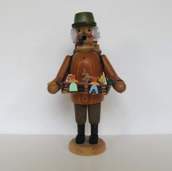 Vintage Erzgebirge Wooden Toy Vender Smoker Figurine Made in