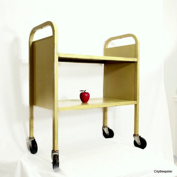 Vintage Library Cart Book Truck Metal Cart by CityBeepster