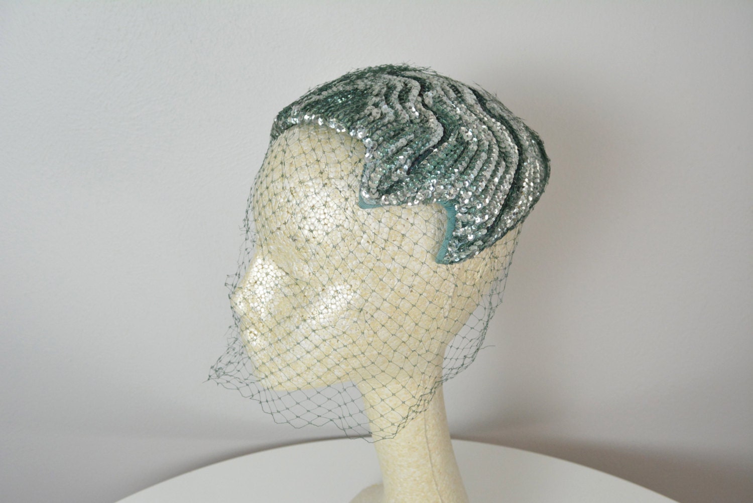 1950s green cocktail hat