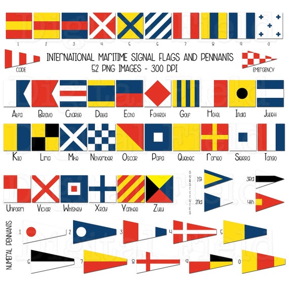 International Maritime Signal Flags And Pennants Clip Art Set