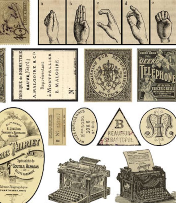 VINTAGE TYPEWRITERS Labels Ads Hands & More by ARTchixStudio