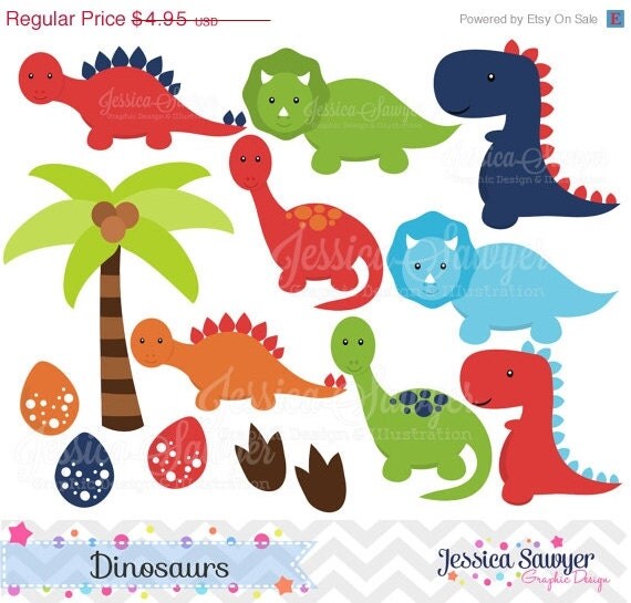 80% OFF INSTANT DOWNLOAD Dinosaur Clipart by JessicaSawyerDesign