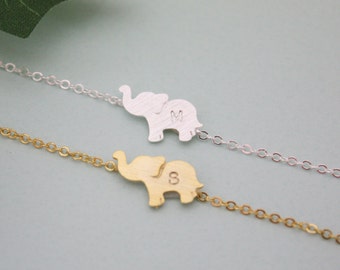 PERSONALIZED ELEPHANT BRACELET, initial elephant bracelet,sterling silver bracelet,bridesmaid gift idea, Elephant Jewelry, Animal Jewelry