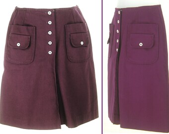 Vtg 60s – 70s BOHO Plum Split Skirt / Culottes / Shorts / SKORT ~Koret of California~