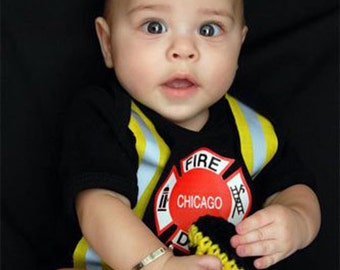 Baby Firefighter Shirt, Personalized Firefighter Shirt, Firefighter Birthday Shirt, Firefighter Outfit, Baby Bunker Gear, Fireman Baby