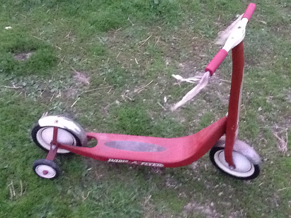 vintage radio flyer wooden scooter