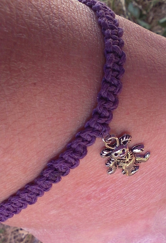 Hemp Anklet with Dancing Bear Charm