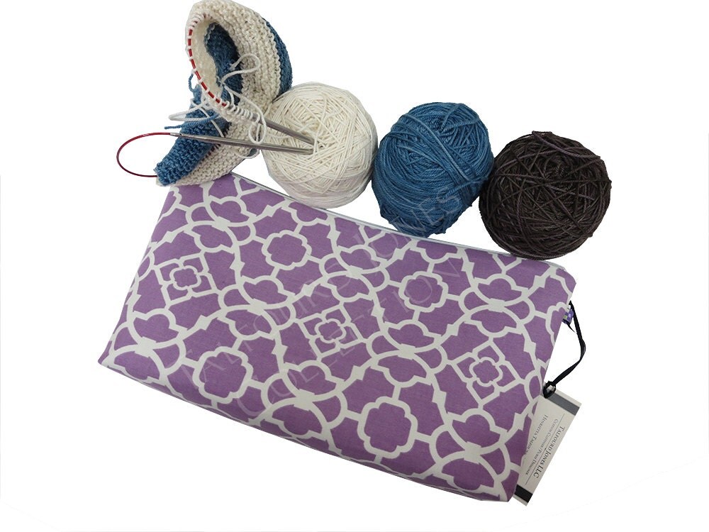 Purple Knitting Project Pouch Knitting Notions Bag