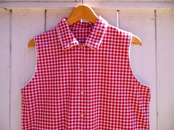 Vintage RED and WHITE Gingham Shirt Red and white Check