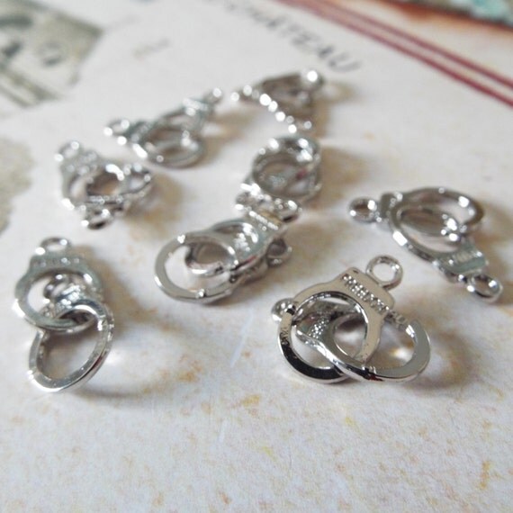 Items similar to 8 Pair of Handcuff Halloween Charms for Jewelry Making