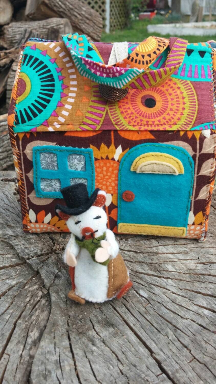 Travel cottage dollhouse purse with dapper by SylviaStarlight